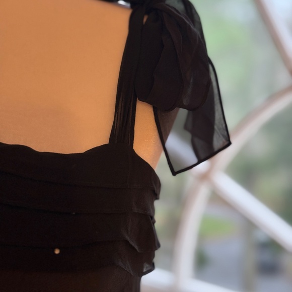 Elegant Luxurious Silk Gown Scattered Sequins Black with Beige Lining 50" Long - Picture 4 of 14